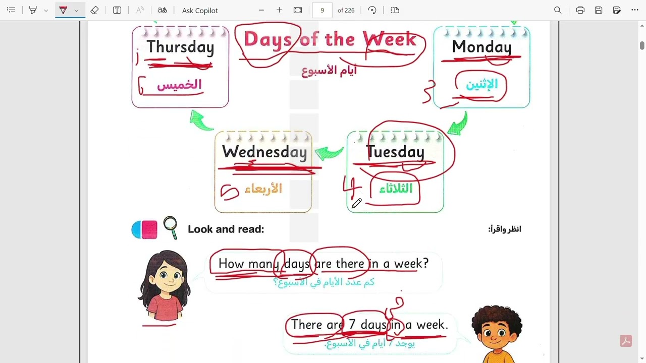 Unit 1 للصف الأول الإبتدائي Lesson 1:My week💥💥