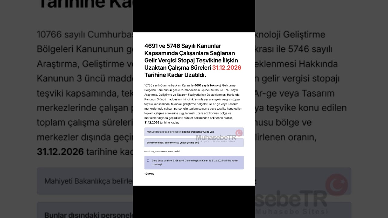 4691 ve 5746 Sayılı Kanunlar Kapsamında Çalışanlara Sağlanan Gelir Vergisi Stopaj...