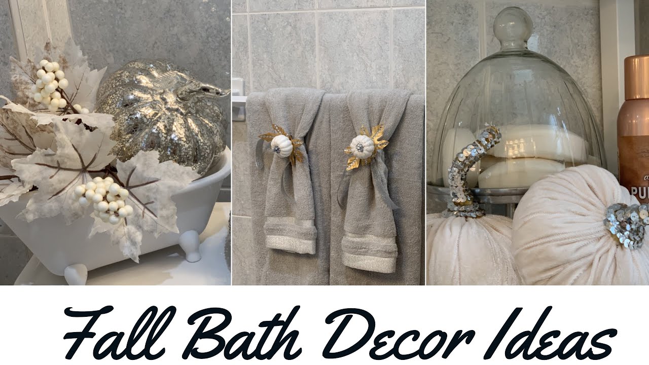 DECORATE WITH ME | SMALL BATHROOM FALL DECOR IDEAS +DOLLAR TREE  DIY