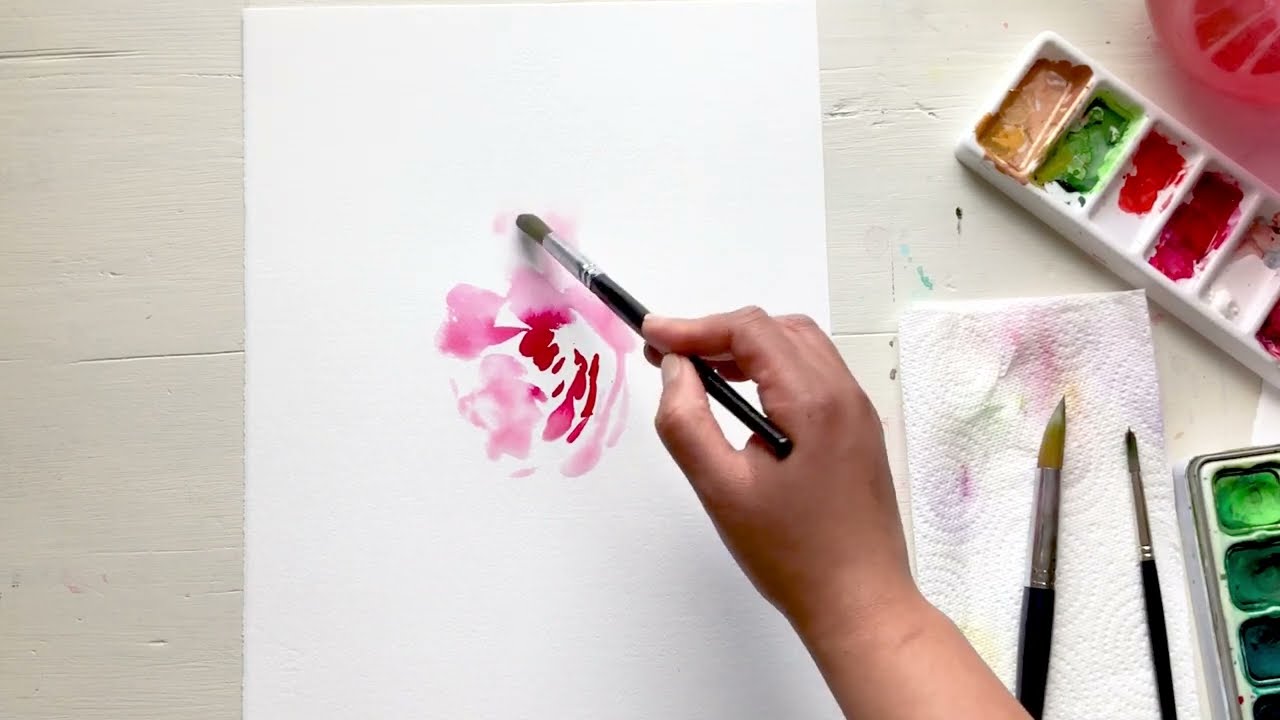 Pink Flower Painting - A Fun 4-Minute Floral Painting Challenge 🌸
