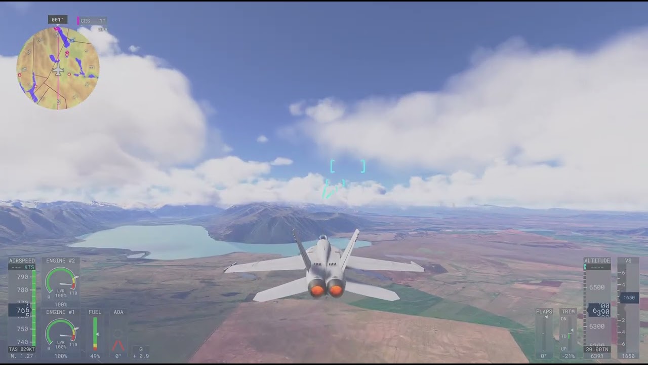 MSFS Invercargill to Westport (New Zealand) In F-18 Full Flight