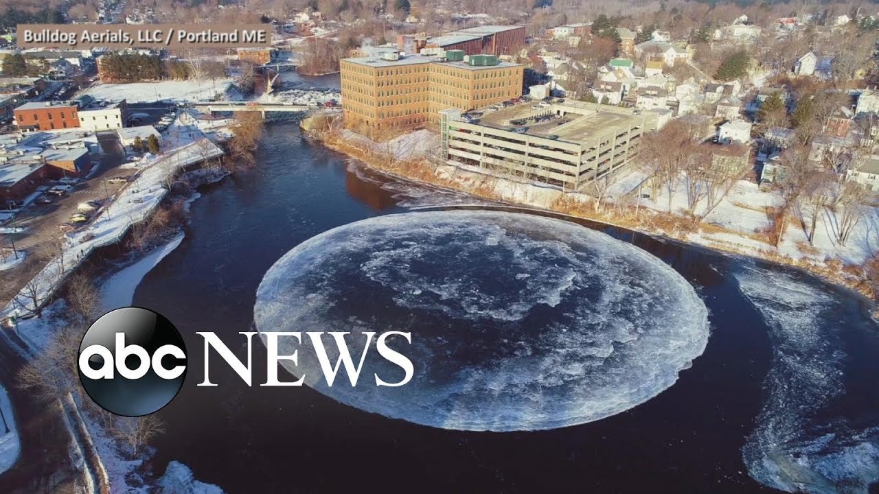 Spinning circle of ice leaves Maine residents perplexed