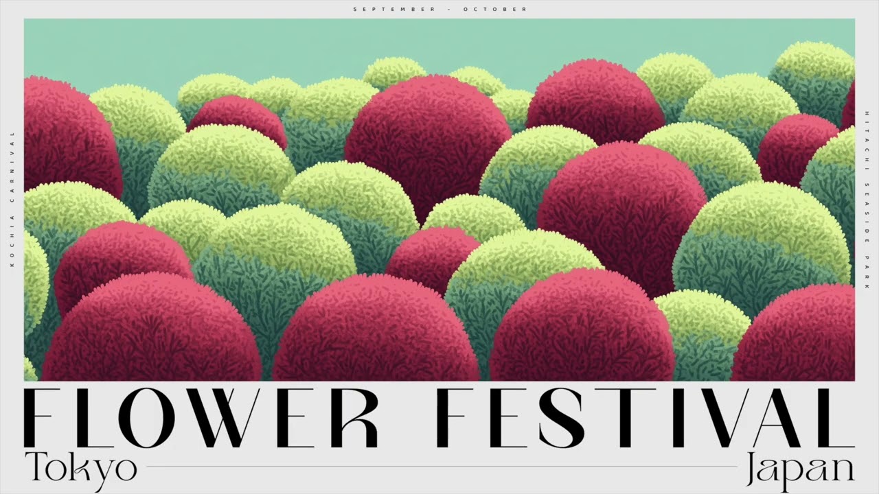 Tokyo Flower Festival Art Screensaver for Frame TV | Japanese Kochia Decor | No Music | 3 Hours