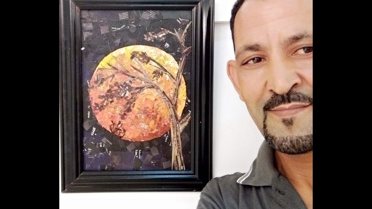 EL YAHYAOUI NOUREDDINE PRESENTE TOUFIK ESSAYEH PEINTRE COLLAGISTE/MAROC/KENITRA