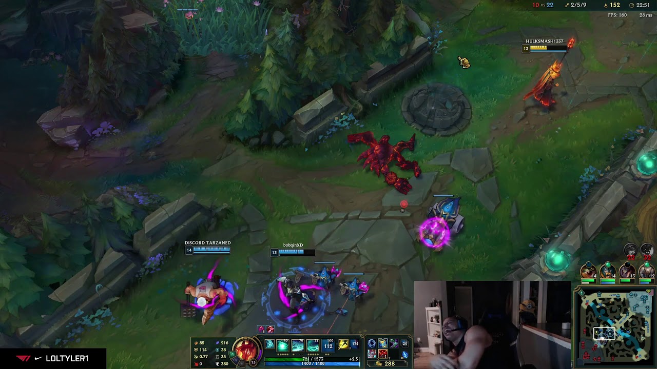 Trick2g Malphite Ult against Tyler1 during scrims