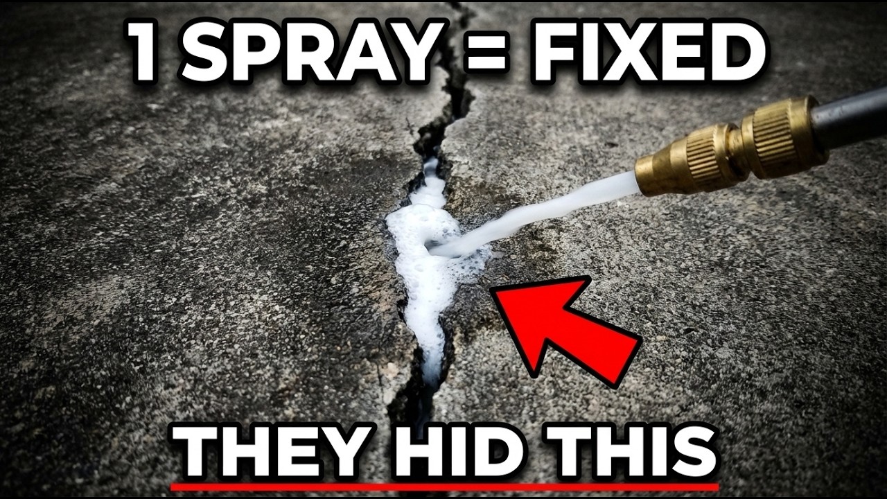 $1 Spray STRIPS ALL Concrete Cracks. PERMANENTLY. BIG CONCRETE BURIED THIS.