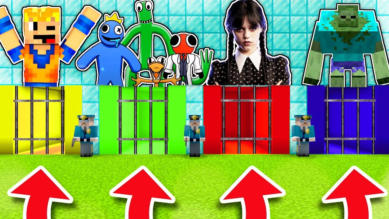 NIE WYBIERZ ZŁEGO WIĘZIENIA (MATRUNER, RAINBOW FRIENDS, WEDNESDAY, MUTANT ZOMBIE) w MINECRAFT!