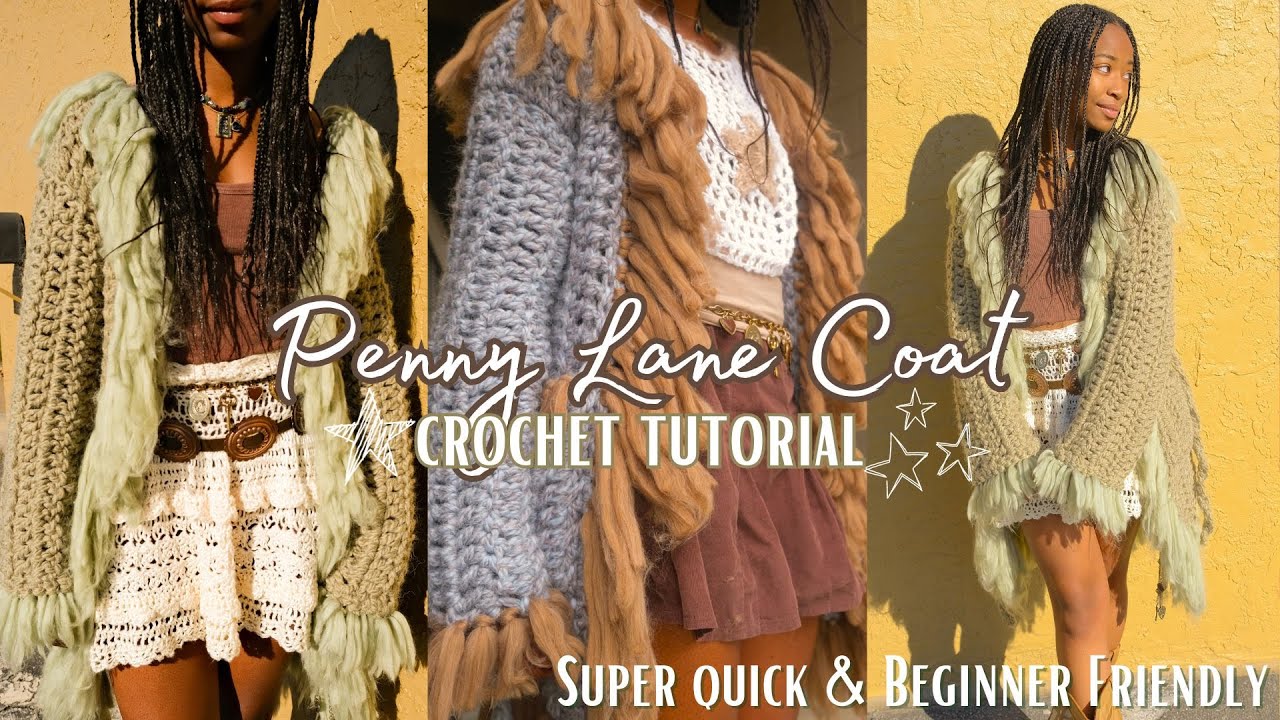 crochet penny lane coat tutorial ♡ | builds up in under 5 hours & beginner friendly :) | Bratz vibes