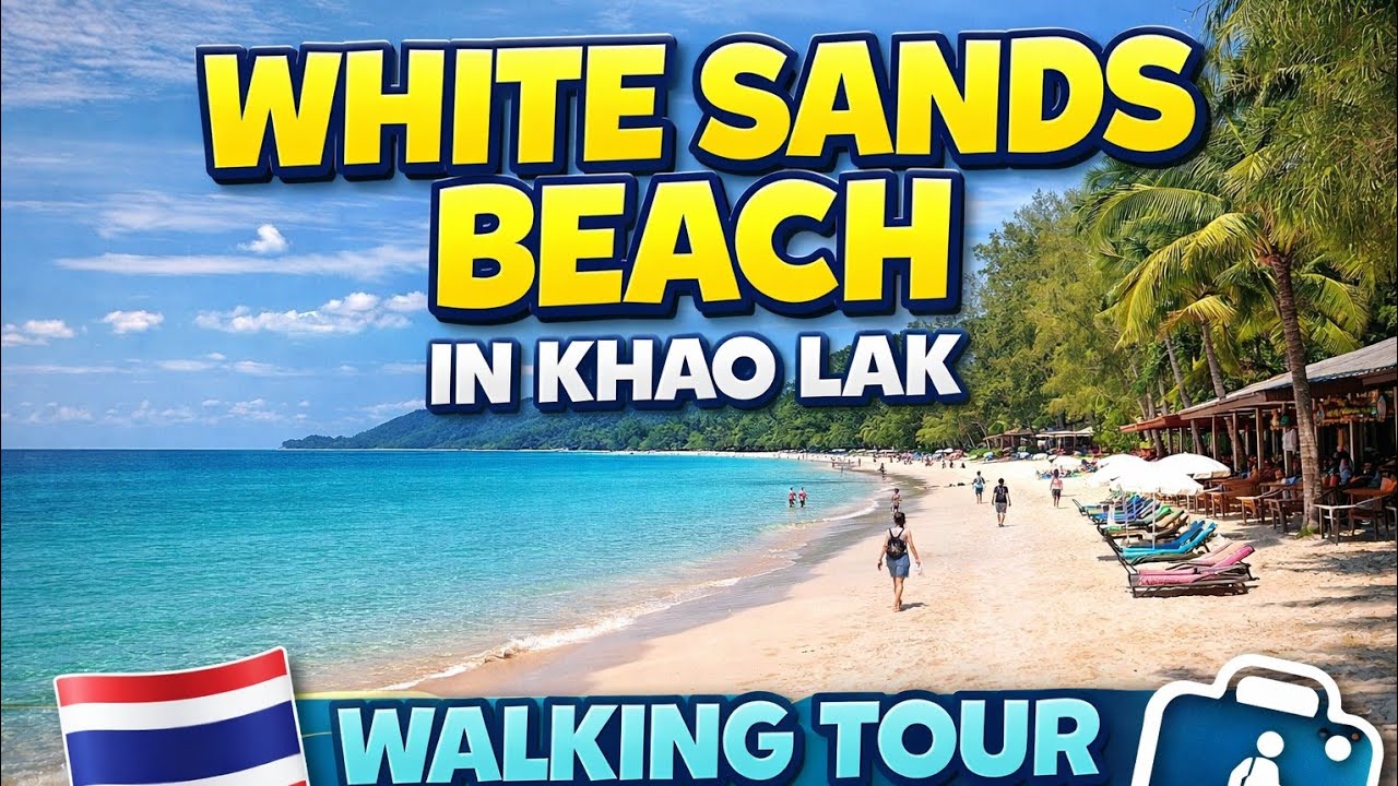 White Sands Beach Khao Lak Thailand 🇹🇭| Relaxing Beach Walk (4K)