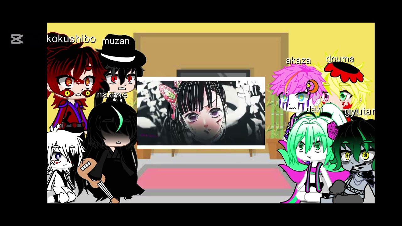 las lunas superiores +muzan+rui reaccionan a shinobu kanao inosuke vs douma rap 1/2 (drag)