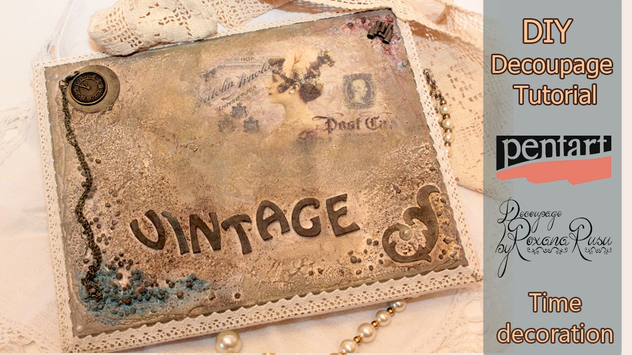 How to MIXED MEDIA ART - tutorial vintage decoration DECOUPAGE TUTORIAL