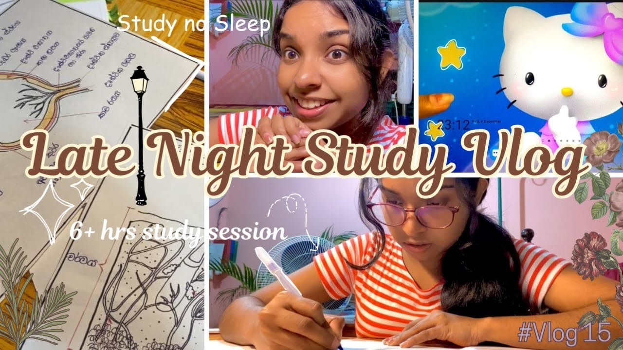 6+ hours late night study 📚රෑ එලිවෙනකම් වැඩකරා.....🌙✨