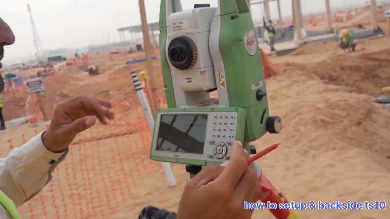 how to setup & backsight leica ts10 total station