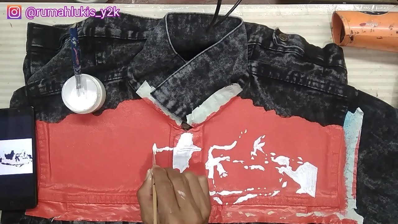 Tutorial Lengkap Cara Melukis Di Jaket Jeans Gambar Peta Indonesia
