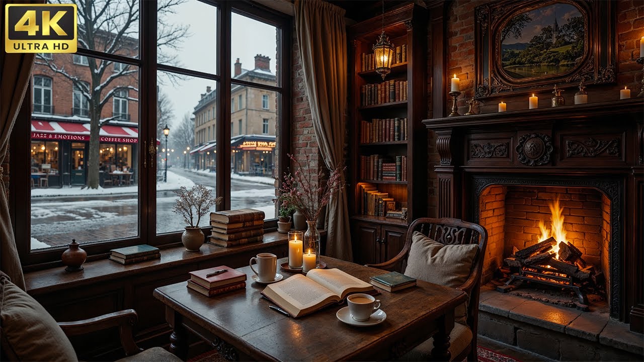 Relaxing Winter Jazz Music at Coffee Shop Ambience ⛄ Smooth Jazz Background Music to Study, Work