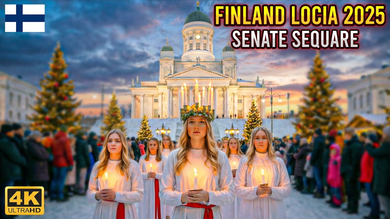День Люсии, Финляндия, 2025 🇫🇮 | Церемония зажигания огней на Сенатской площади в Хельсинки - Экс...