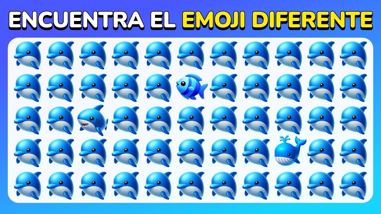 Encuentra el Emoji Diferente - Desafío Marino Extremo 🐬🐠🦑 | 40 Niveles