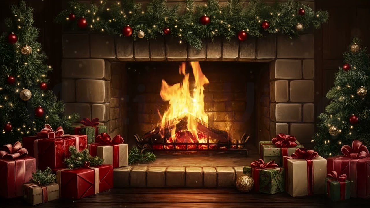 Magical Christmas Fireplace | Cozy Holiday Ambience & Warm Winter Hearth Background