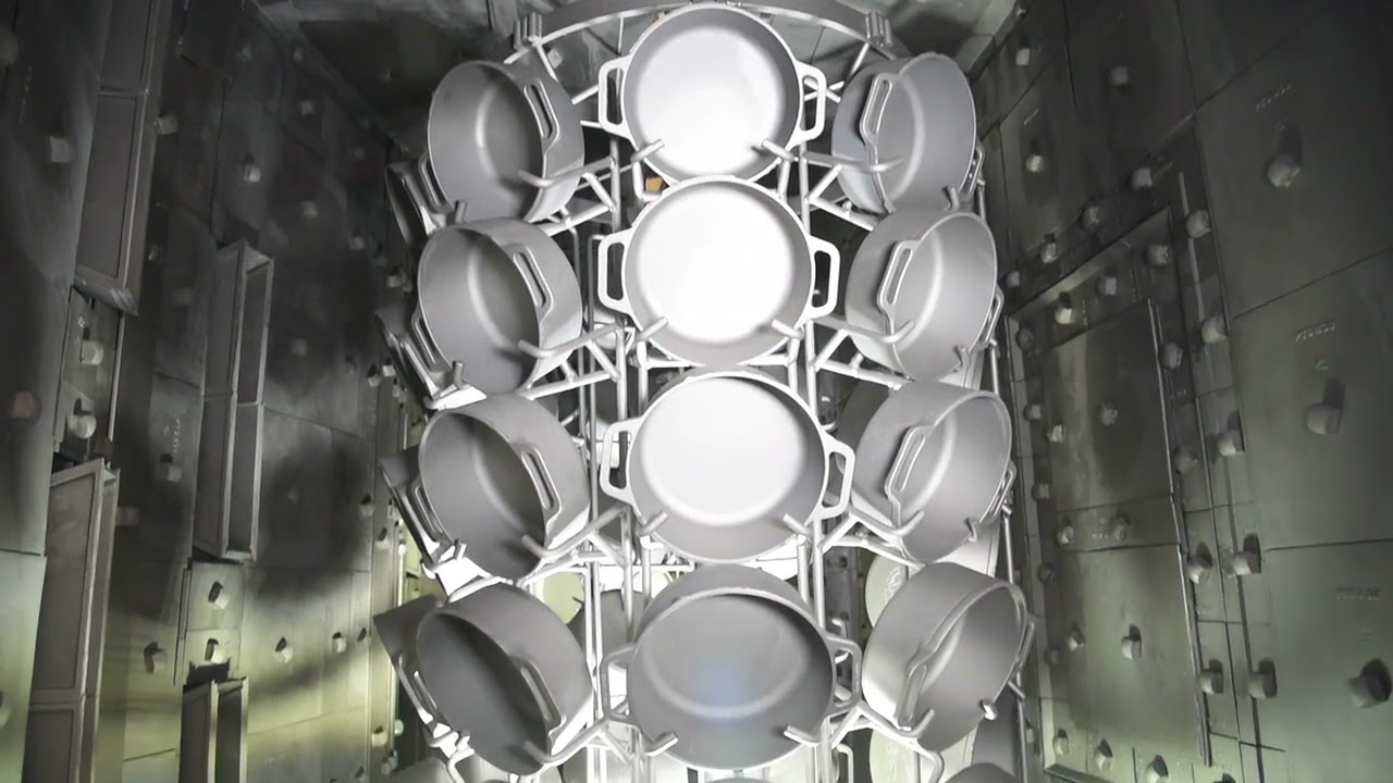 Túnel de jateamento para peças fundidos