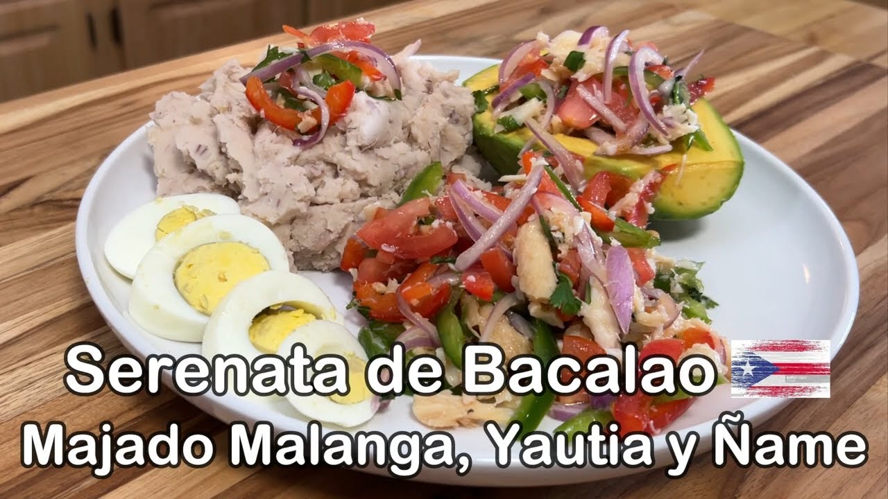 Serenata de Bacalao y Majado de Malanga, Yautia y Ñame Puerto Rican style