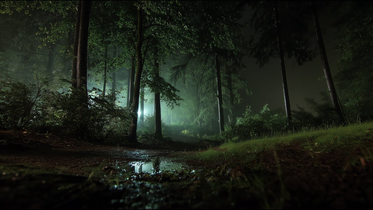 Forest Sleep Sounds (3 Hours) | Rainy Midnight Forest