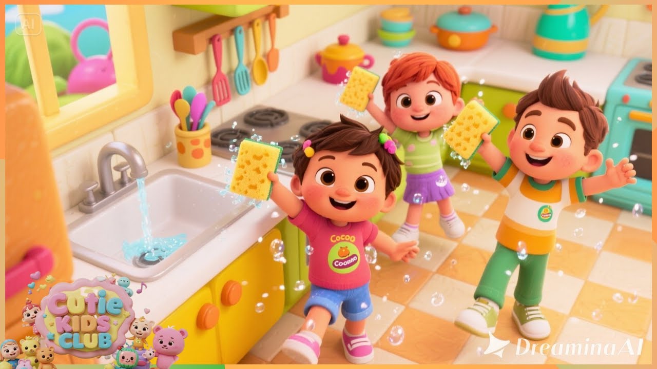 Kids Enjoy Kitchen Wash Song For Kids | Cutie Kids Club