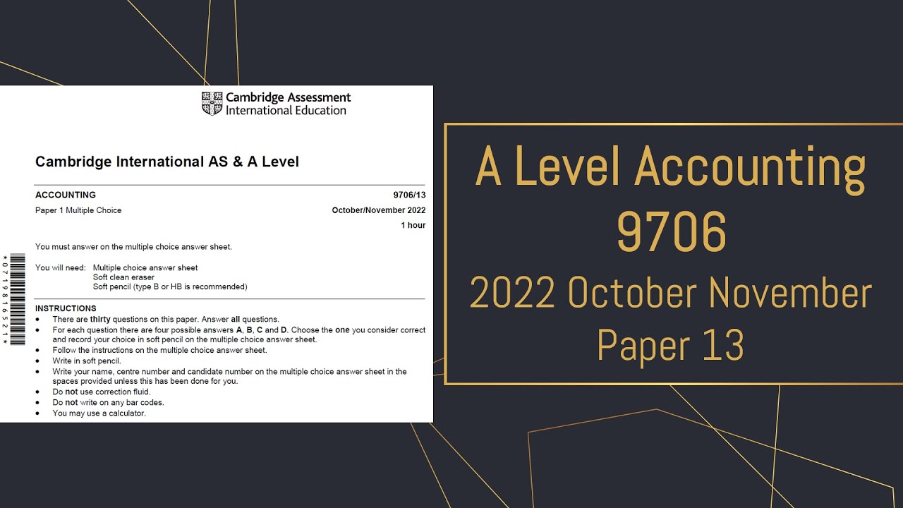 A Level Accounting October November 2022 Paper 13 9706/13