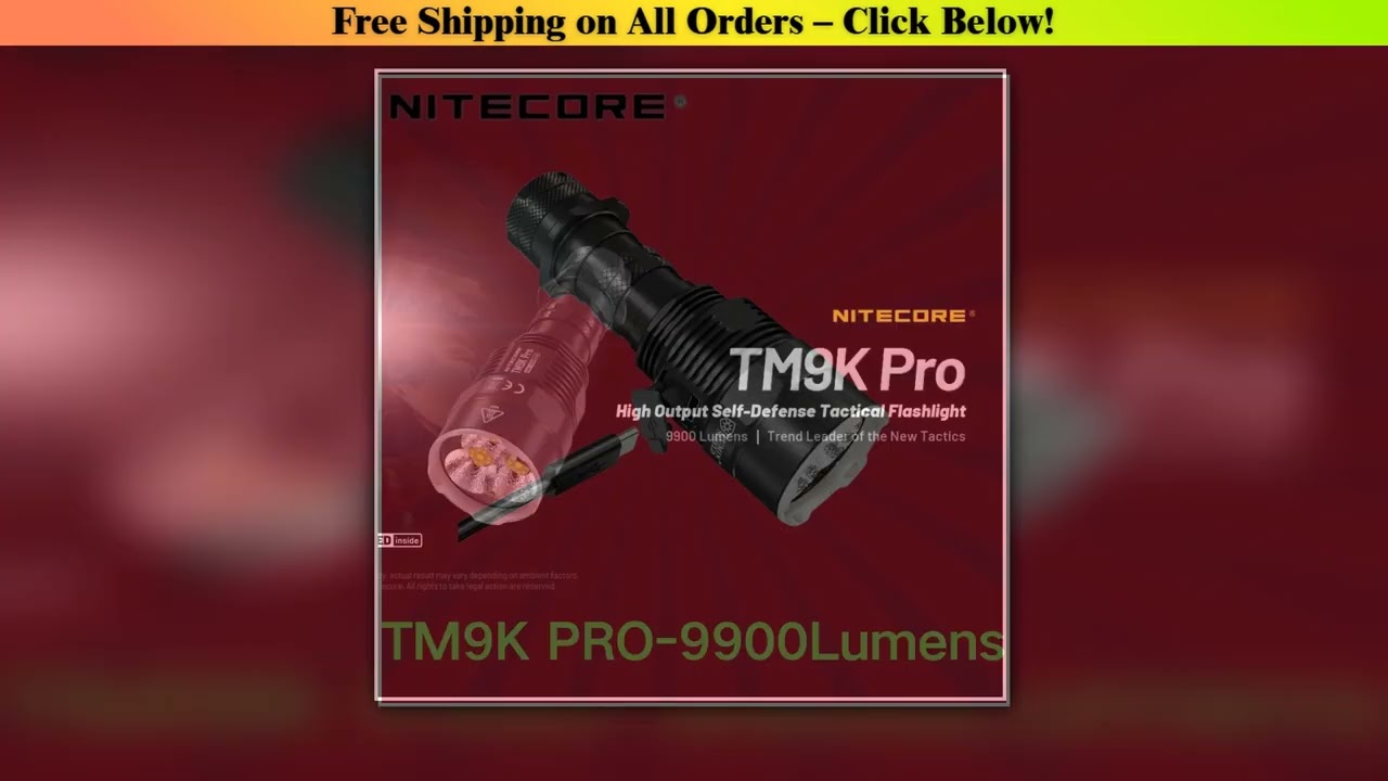 NITECORE TM9K PRO 9900Lumens High Output Self-Defense Tactical Flashlight, Type-C Rechargeable,