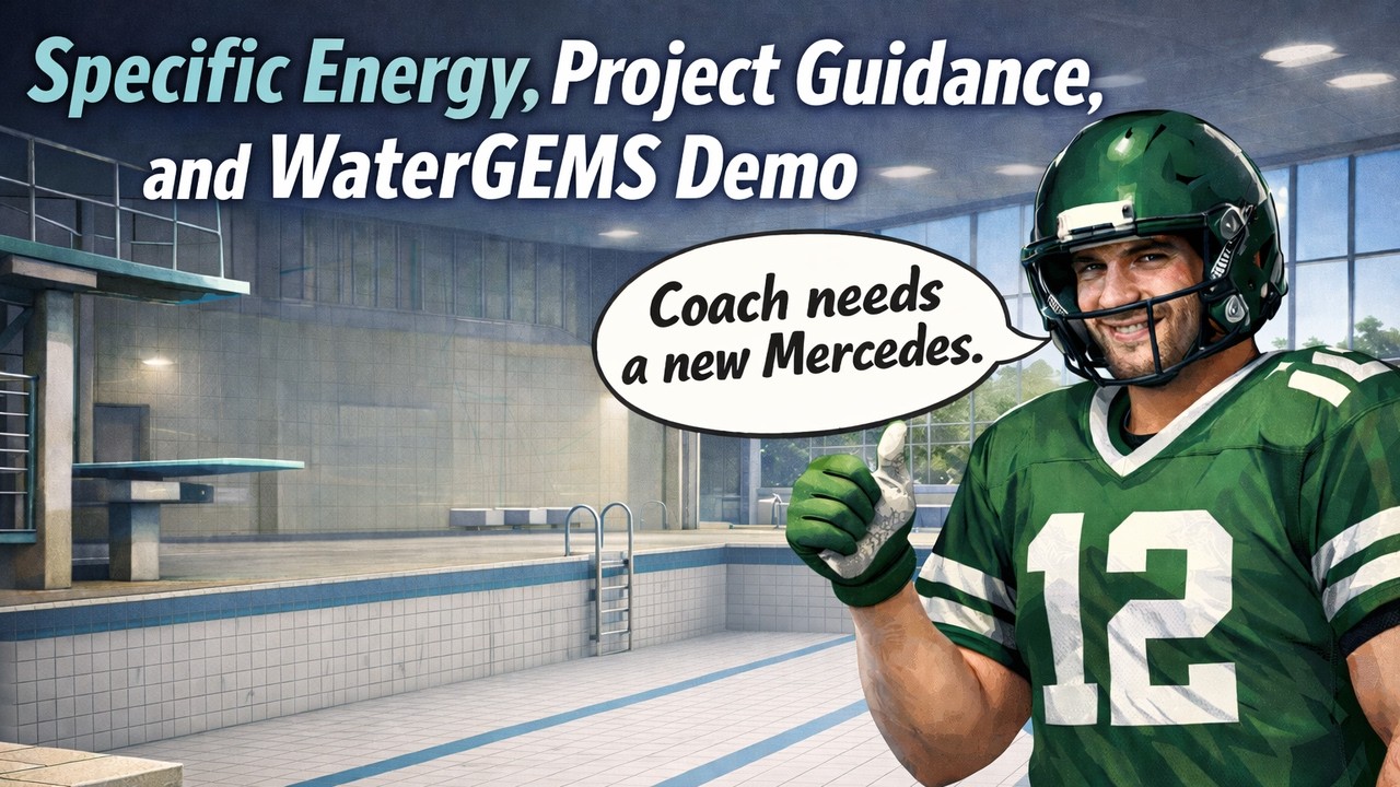 Удельная энергия, методические рекомендации по проектам и демонстрация WaterGEMS — CE 331, заняти...