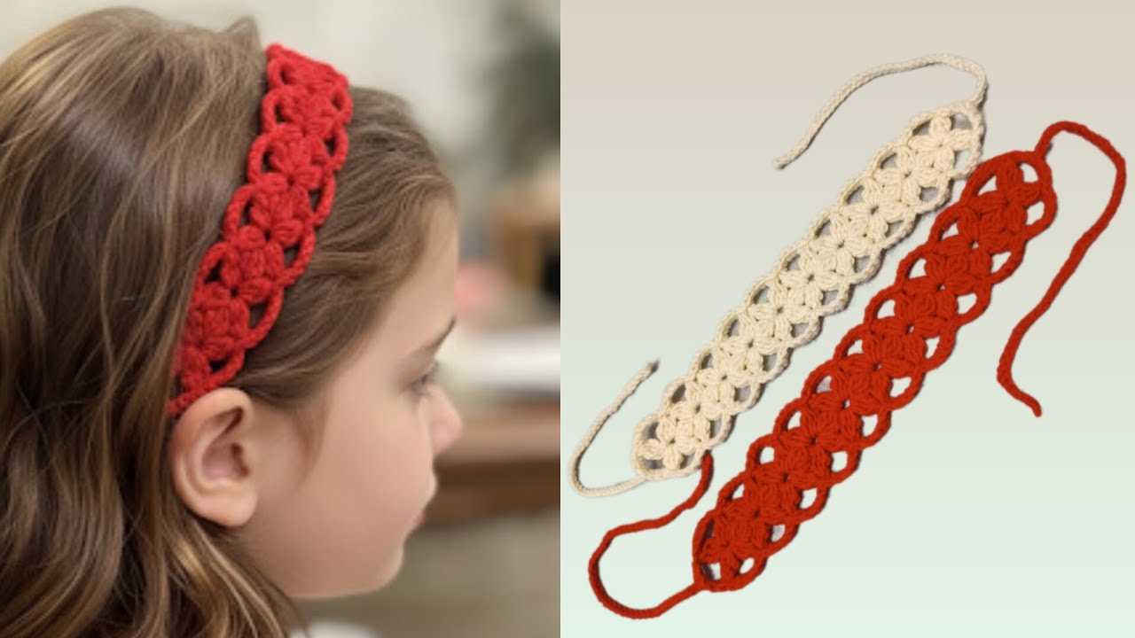 تل سر زیبا که فقط با سه رج بافته میشه/هدبند/crochet headband