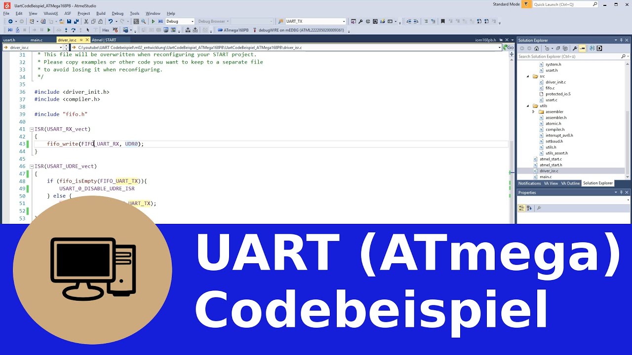 0x21 UART Codebeispiel für einen ATmega