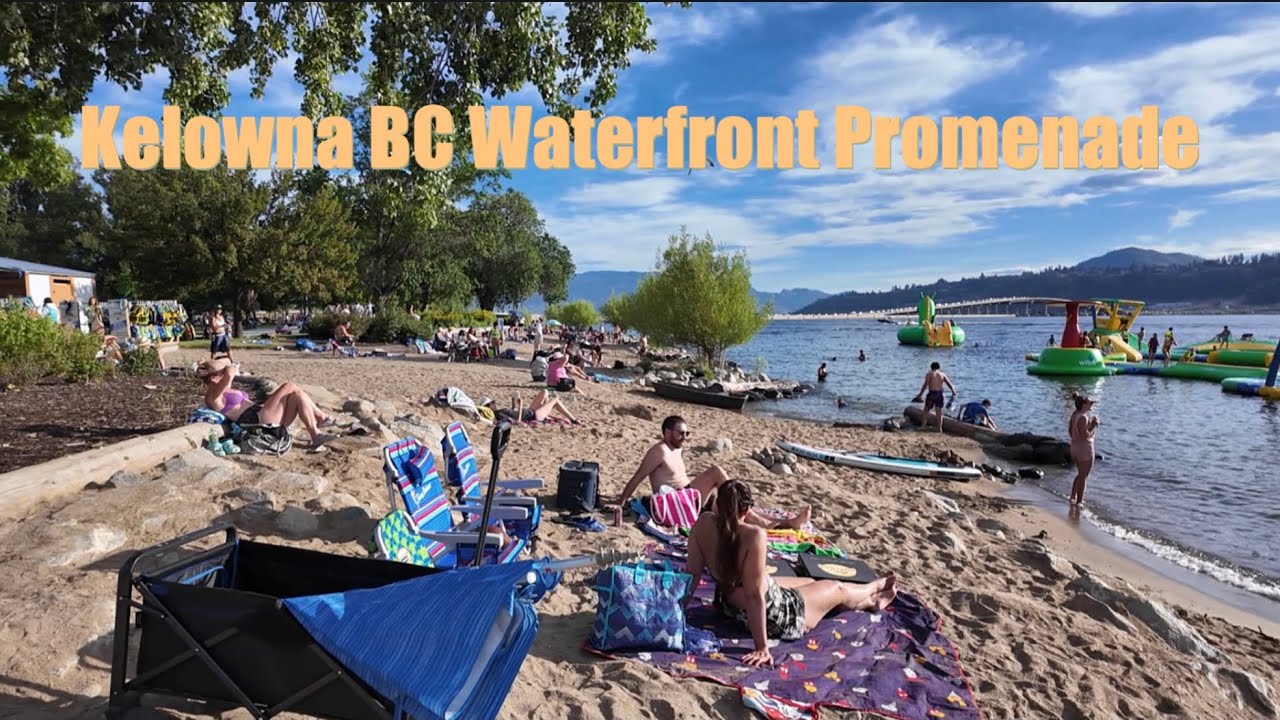 Walking the Kelowna BC Waterfront Promenade after Dinner.