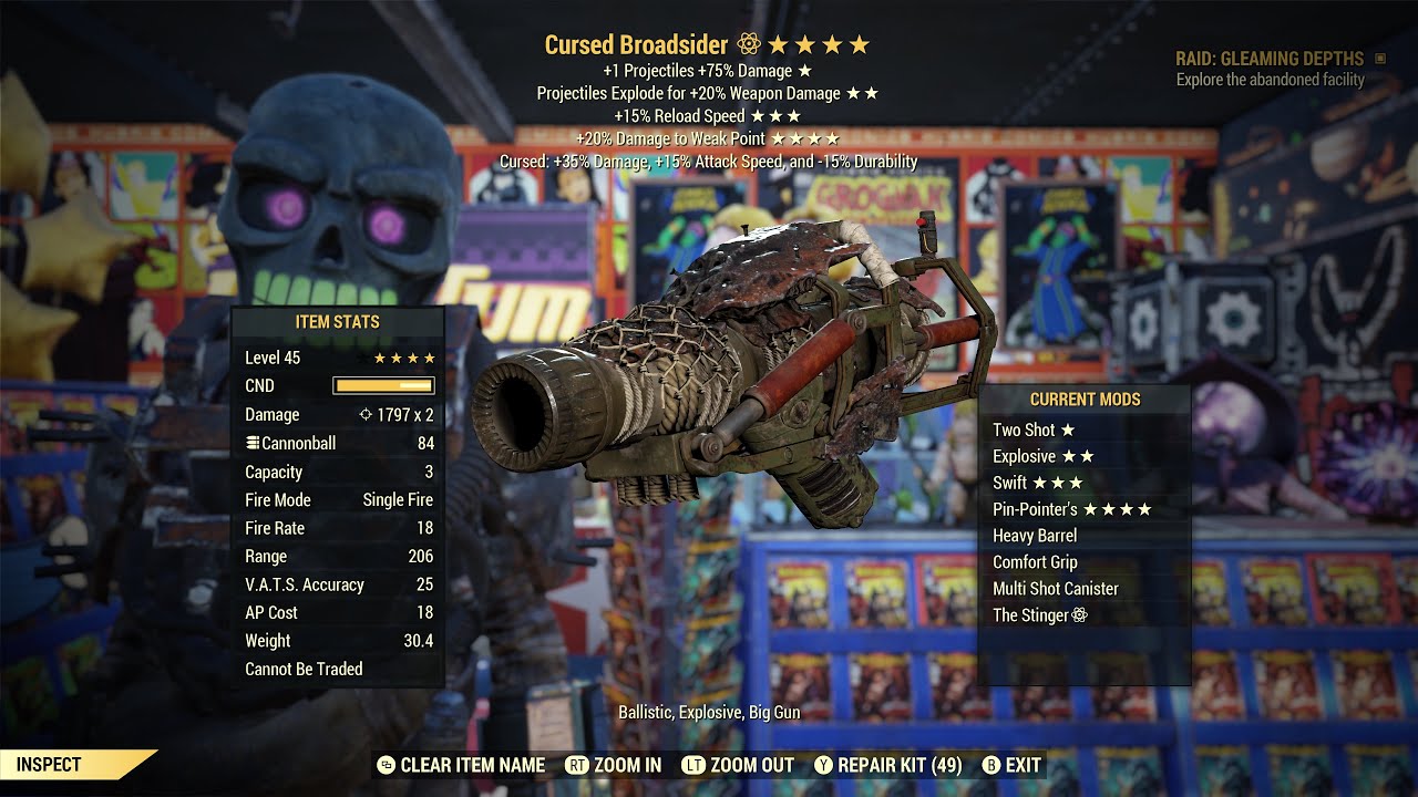 Cursed Two Shot Explosive Broadsider, 0.28 Ultrasite Terror Snake Run (Ghoul) 🤯🥵🐍