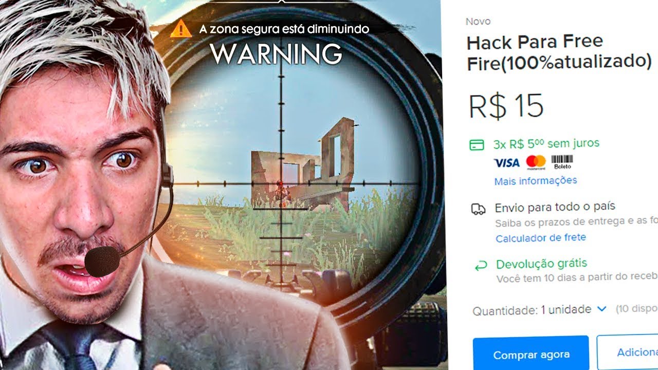 COMPREI UM HACK NO FREE FIRE !!! - trolagem