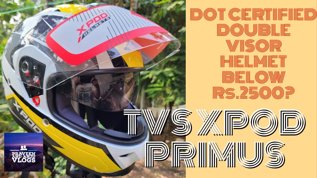 BEST DOT CERTIFIED DOUBLE VISOR HELMET BELOW Rs.2500/- TVS XPOD PRIMUS