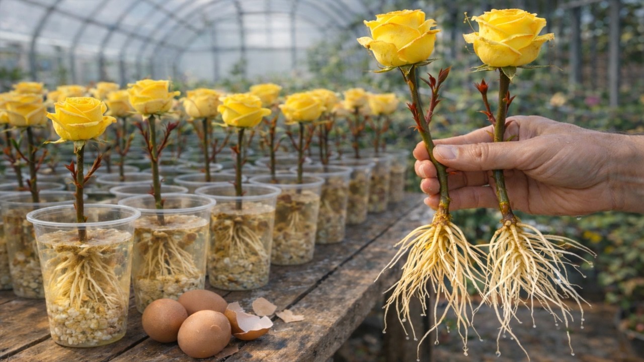 Всего лишь яйцо! Черенки роз мгновенно приживаются и зацветают за ночь!