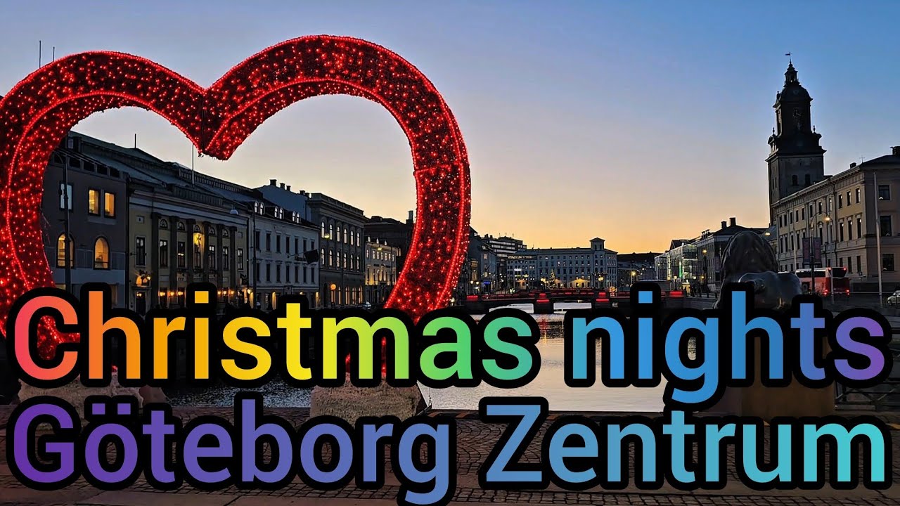 Christmas Night Walk in Göteborg, Sweden 🇸🇪🎄 | Winter City Walk