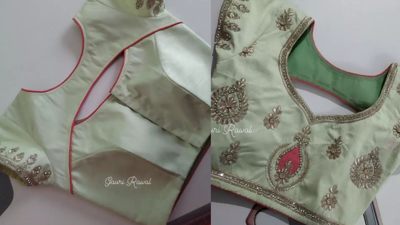 Boat Neck Front Neck Designs cutting and stitching.    FRONT Open Boat neck blouse designs