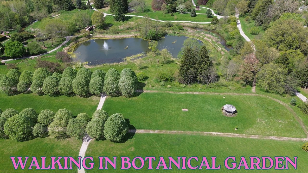 Walking tour in Toledo botanical garden in Spring, ambient sounds, no voice
