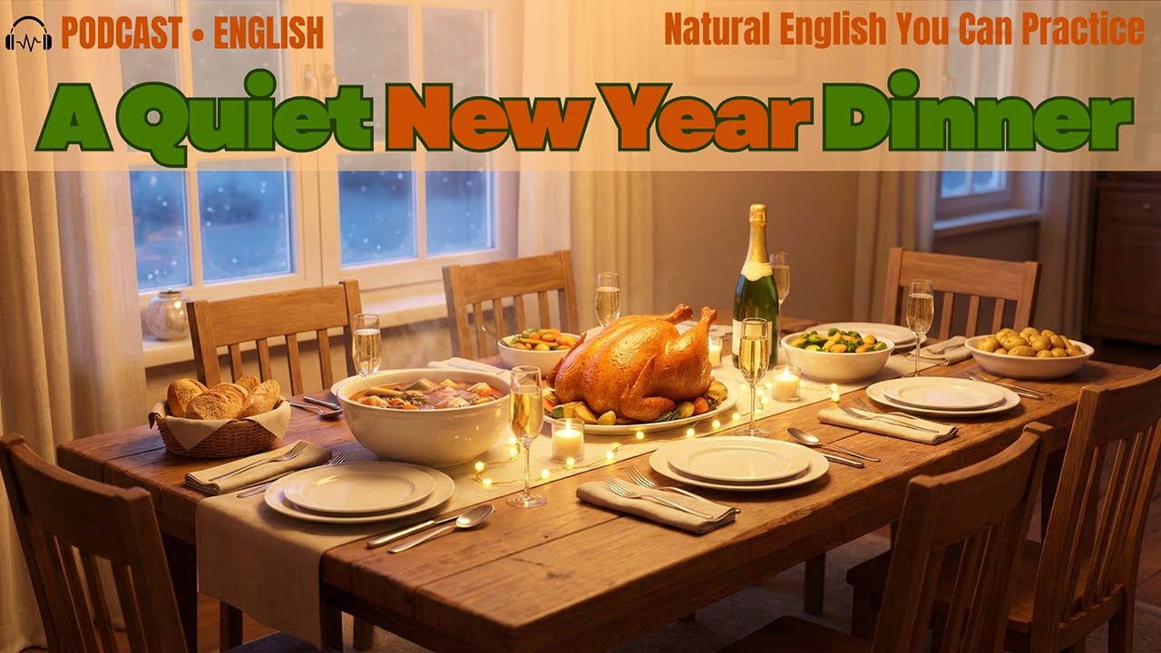A Quiet New Year Dinner — Gentle English Before the Year Begins | Natural English You Can Practice