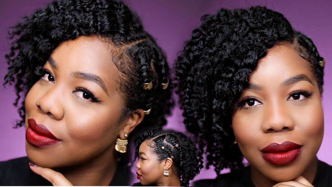 Natural Hair | Flat Twist Out and Side Braids
