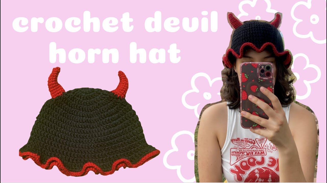 crochet devil horns hat tutorial! (beginning/intermediate level)