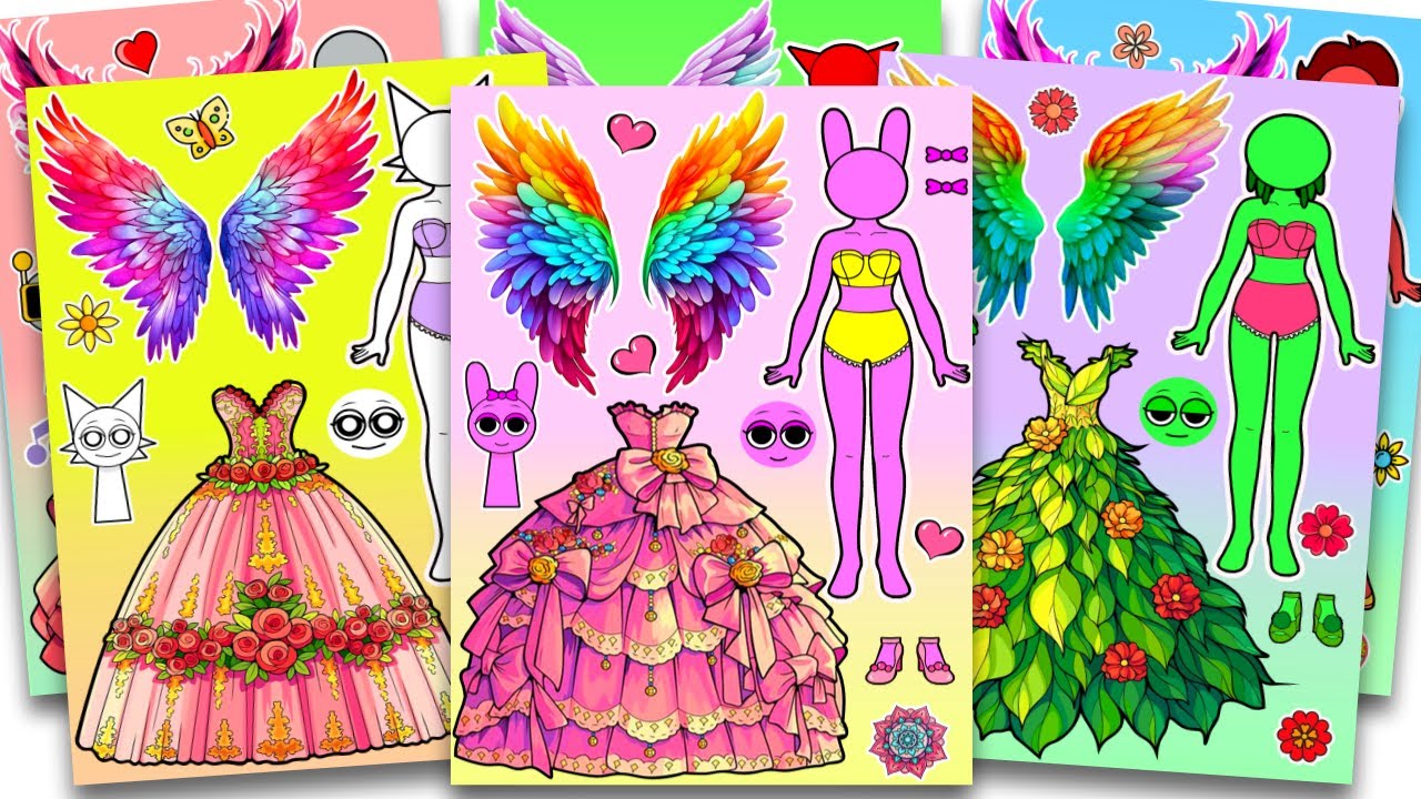 Sprunki Angel Dess up Sticker Book 🧚‍♀️ 스프런키 천사 옷입히기 스티커북