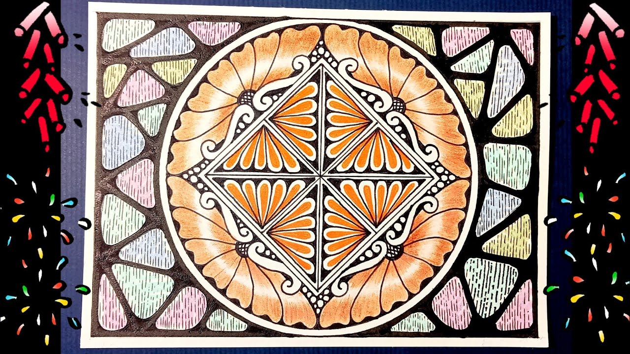 [一起畫禪繞]新年快樂🧧/#禪繞畫 #曼陀羅 #zentangle #mandala #doodle #art