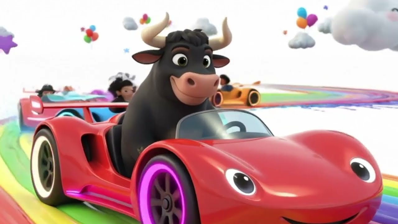 VRUM VRUM! Boi da Cara Preta na Corrida dos Carros Coloridos  Música Infantil Divertida pra Crianças