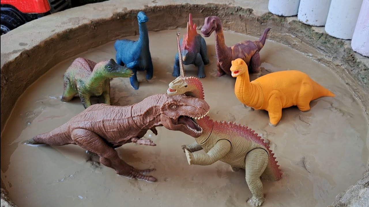 Dinossauros de Plástico Presos na Lama Barapassauro Shunossauro Diplodoco Maiassauro Apatossauro