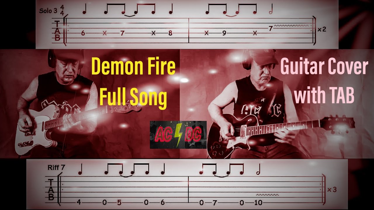 Demon Fire AC/DC Full Song Guitar Cover with Tab