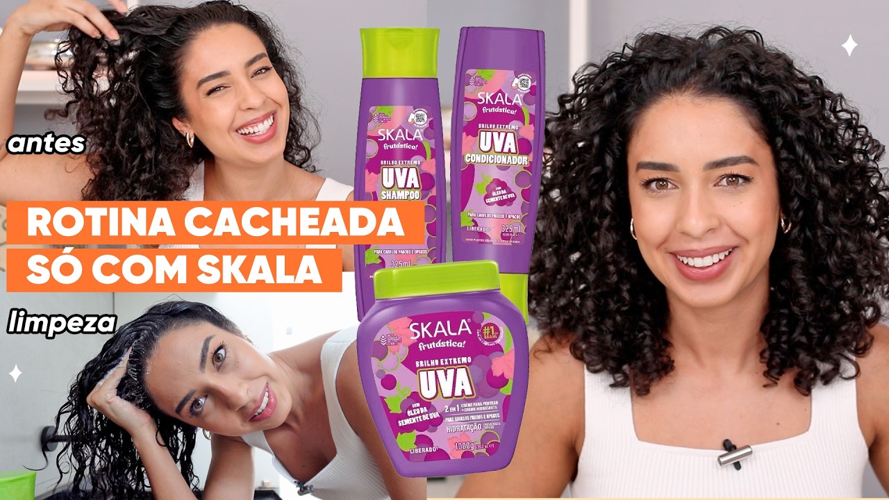 TESTEI O SKALA FRUTÁSTICA DE UVA - ROTINA CAPILAR CACHEADA COMPLETA | JULIANA LOUISE