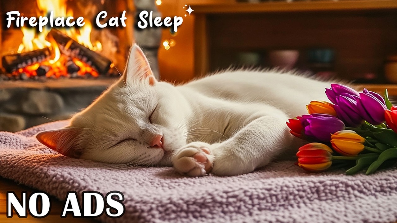 NO ADS – 12 Hours of Cat Music ✨ Cat Calming Music for Stress Reduction 🐾 Cozy Fireplace for Rest