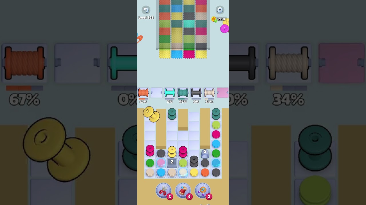 Knit Out Level 628 Solution #knitoutpuzzlegame #knitout #knitoutlevel #knitoutgame #level628